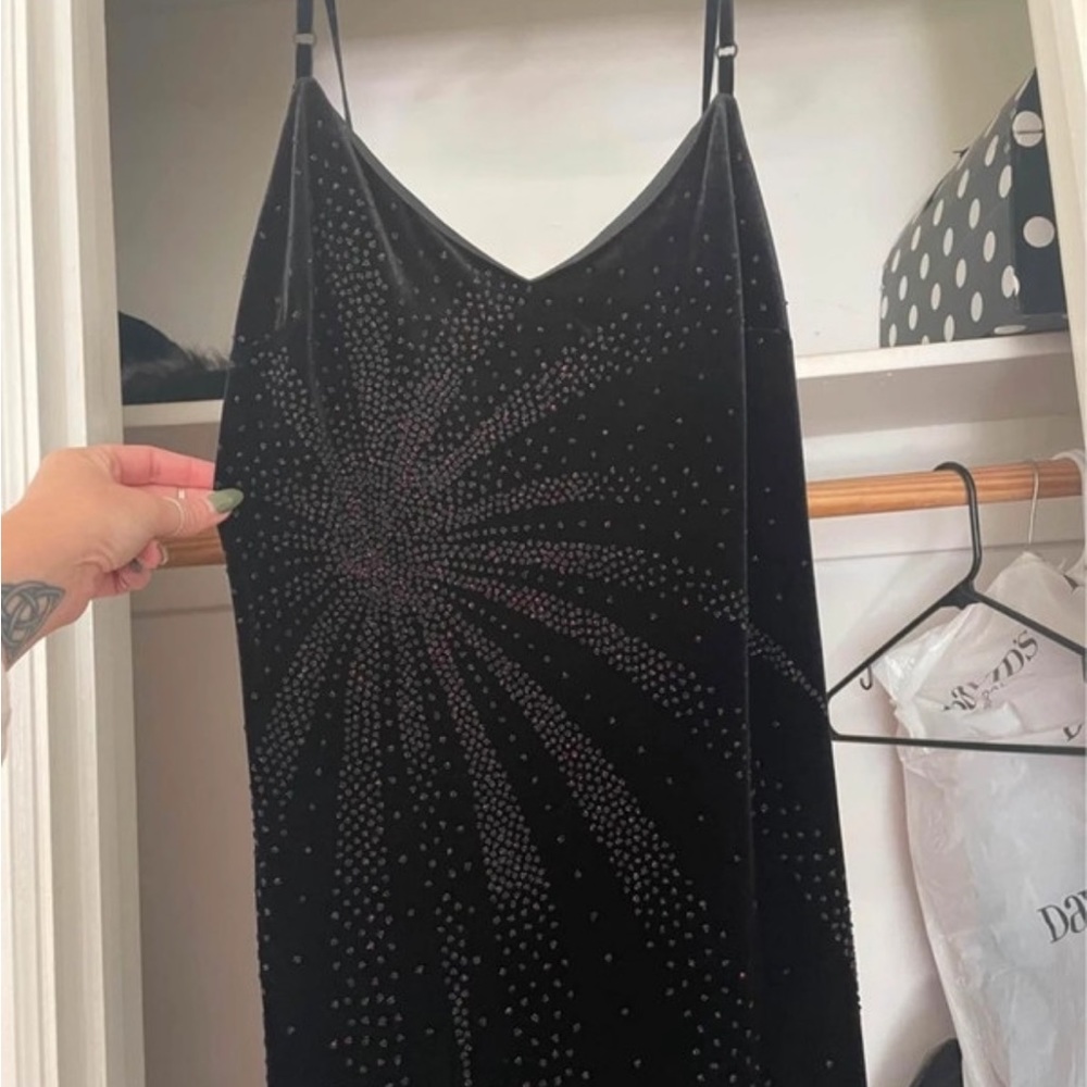 Black & Maroon velour floor length dress